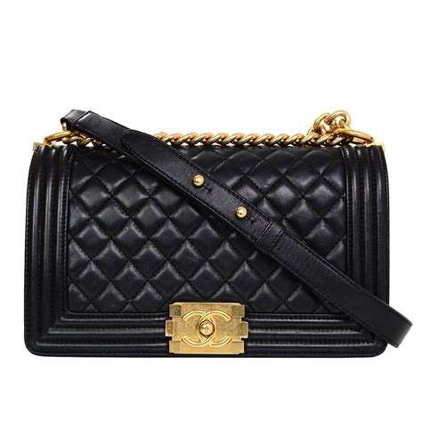 chanel boy bag black on black